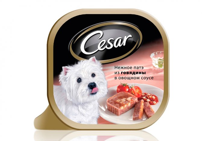 Цезарь для собак пате из говядины в овощном соусе