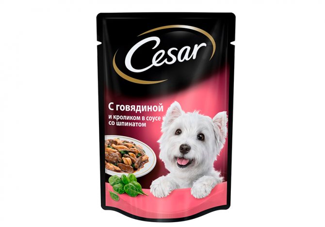 Корм для собак Цезарь микс из кролика и говядины со шпинатом